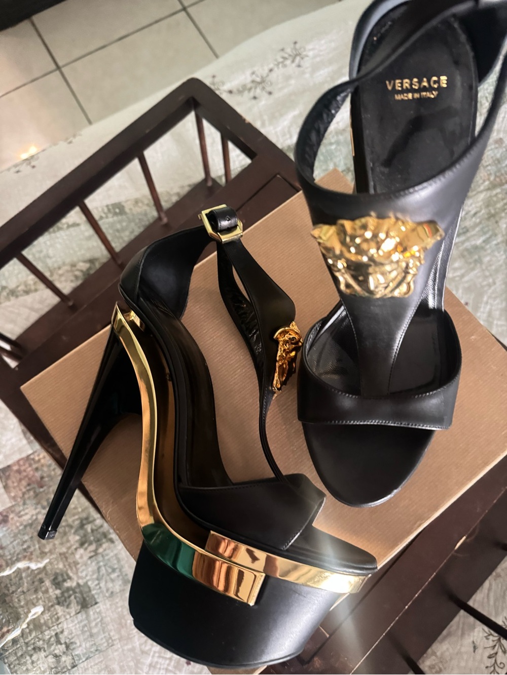 Versace Black Medusa Platform Heels